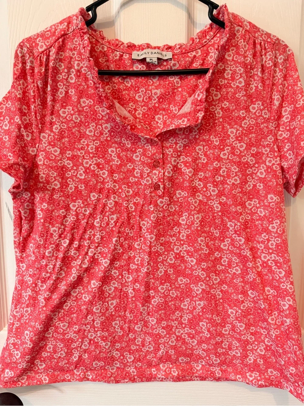Emily Daniels Pink Floral Short Sleeve Blouse